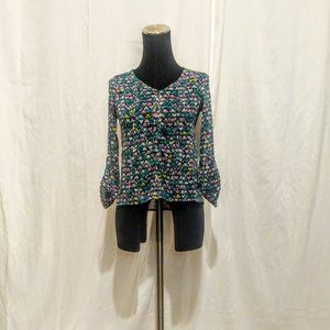 Y2K Mossimo Supply Co. Colorful Heart Sheer Blouse Women's Size XS